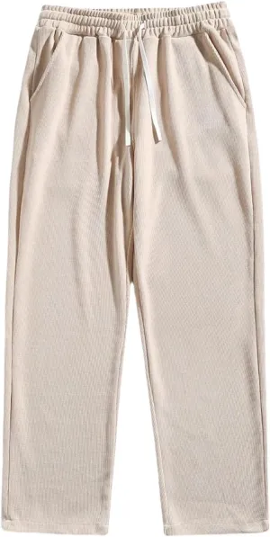 Mens Corduroy Cargo Pants Baggy Casual Straight Leg Sweatpants Drawstring Elastic Waist Relaxed Fit Pants with Pocket