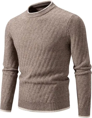 Men's Crewneck Knitted Pullover Sweater Slim Fit Mock Turtleneck Thermal Fall Knitwear Top Plus Size Comfort Sweaters