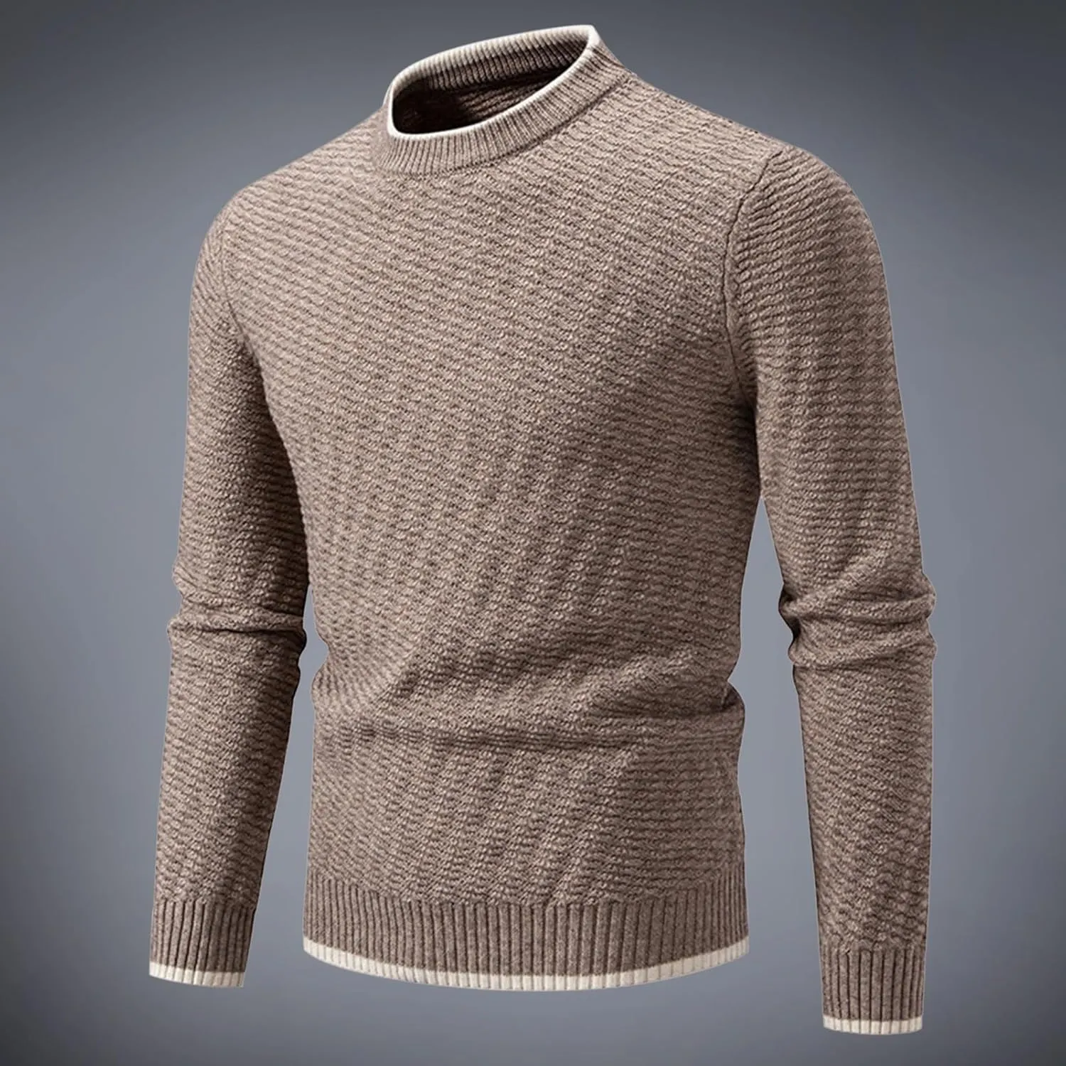Men's Crewneck Knitted Pullover Sweater Slim Fit Mock Turtleneck Thermal Fall Knitwear Top Plus Size Comfort Sweaters