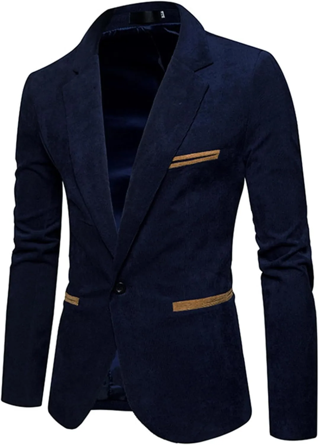 Men's Fall & Winter Slim Fit Corduroy Suit Jacket Blazer Velvet Blazer One Button Closure for Weddings Parties Dinner