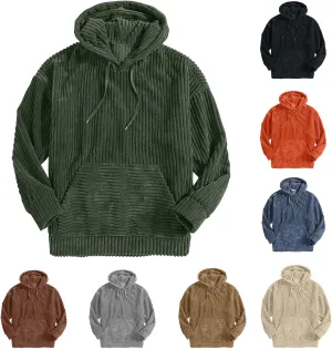 Men's Fall and Winter Hoodies 2024 Casual Long Sleeve Ribbed Knit Solid Sweatshirts Soft Pullover Tops with Pockets