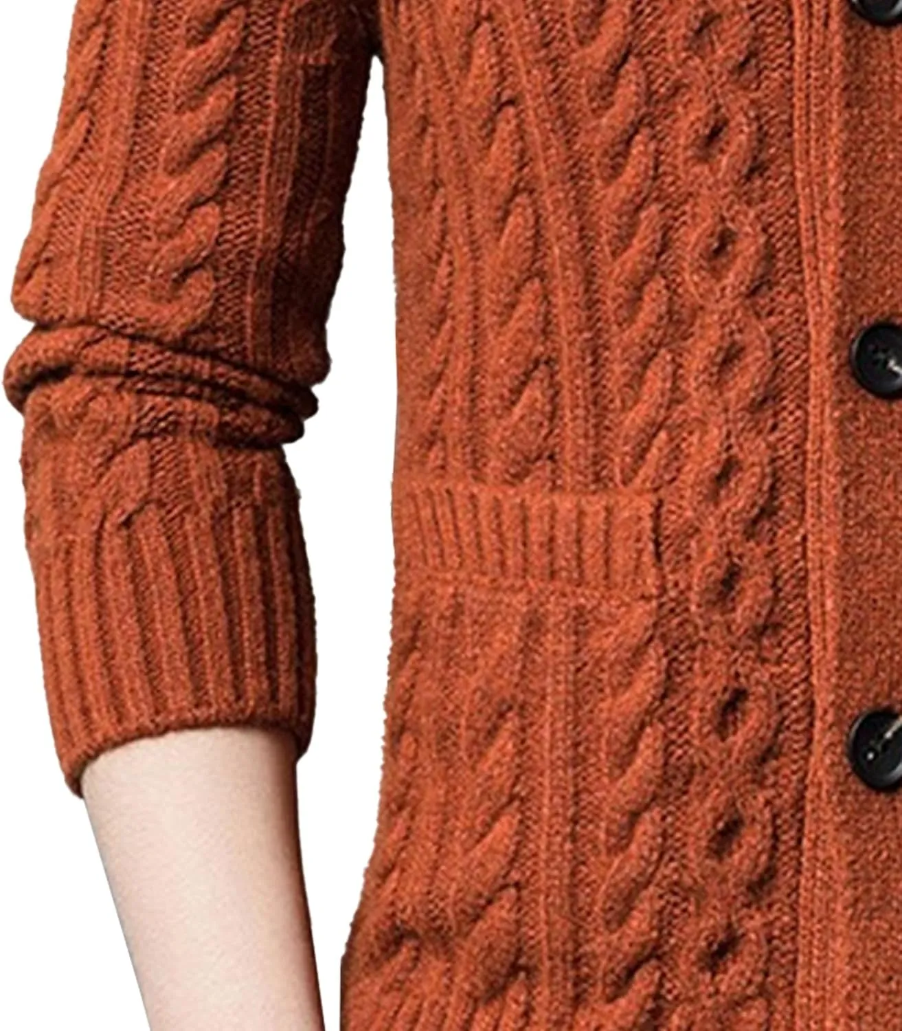 Mens Fit Long Sleeve Casual Cardigans Button Down Cable Knitted Sweater with Pockets Winter Chunky Open Sweaters