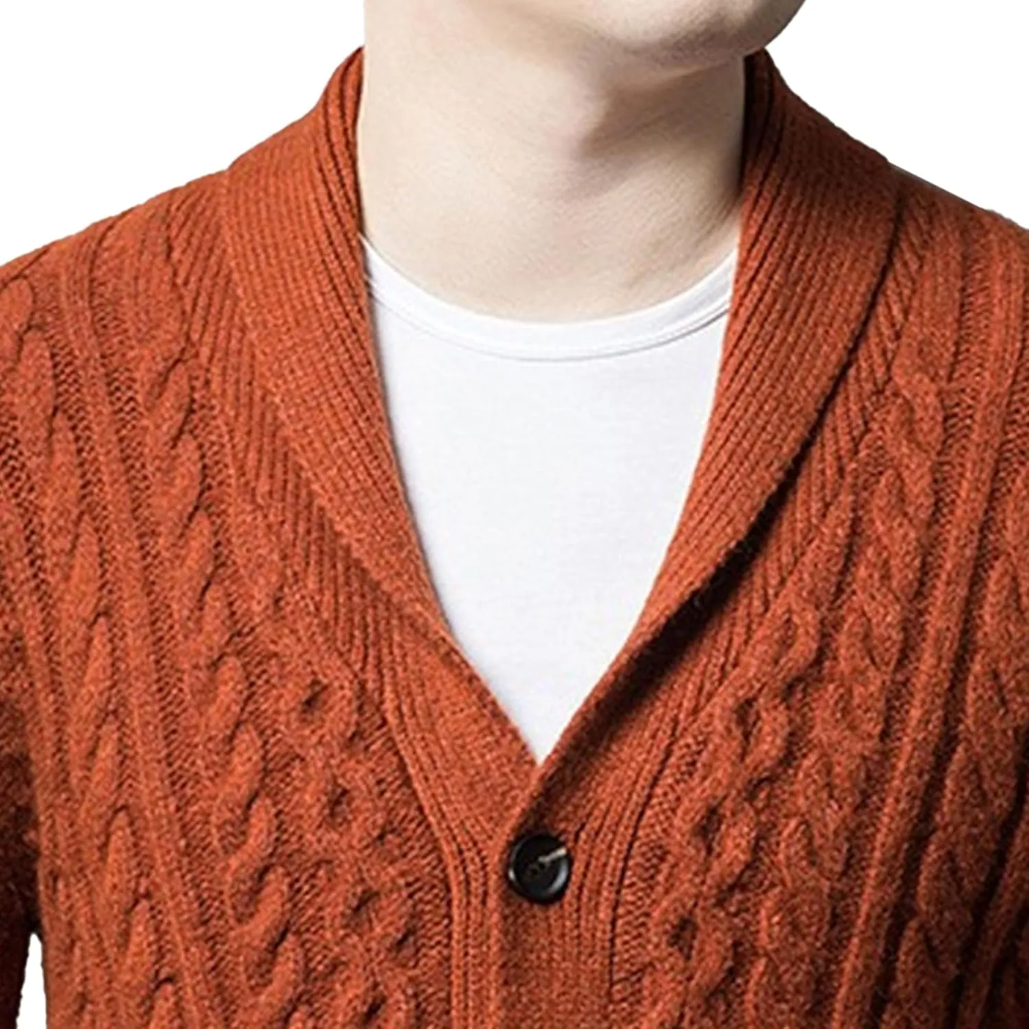 Mens Fit Long Sleeve Casual Cardigans Button Down Cable Knitted Sweater with Pockets Winter Chunky Open Sweaters