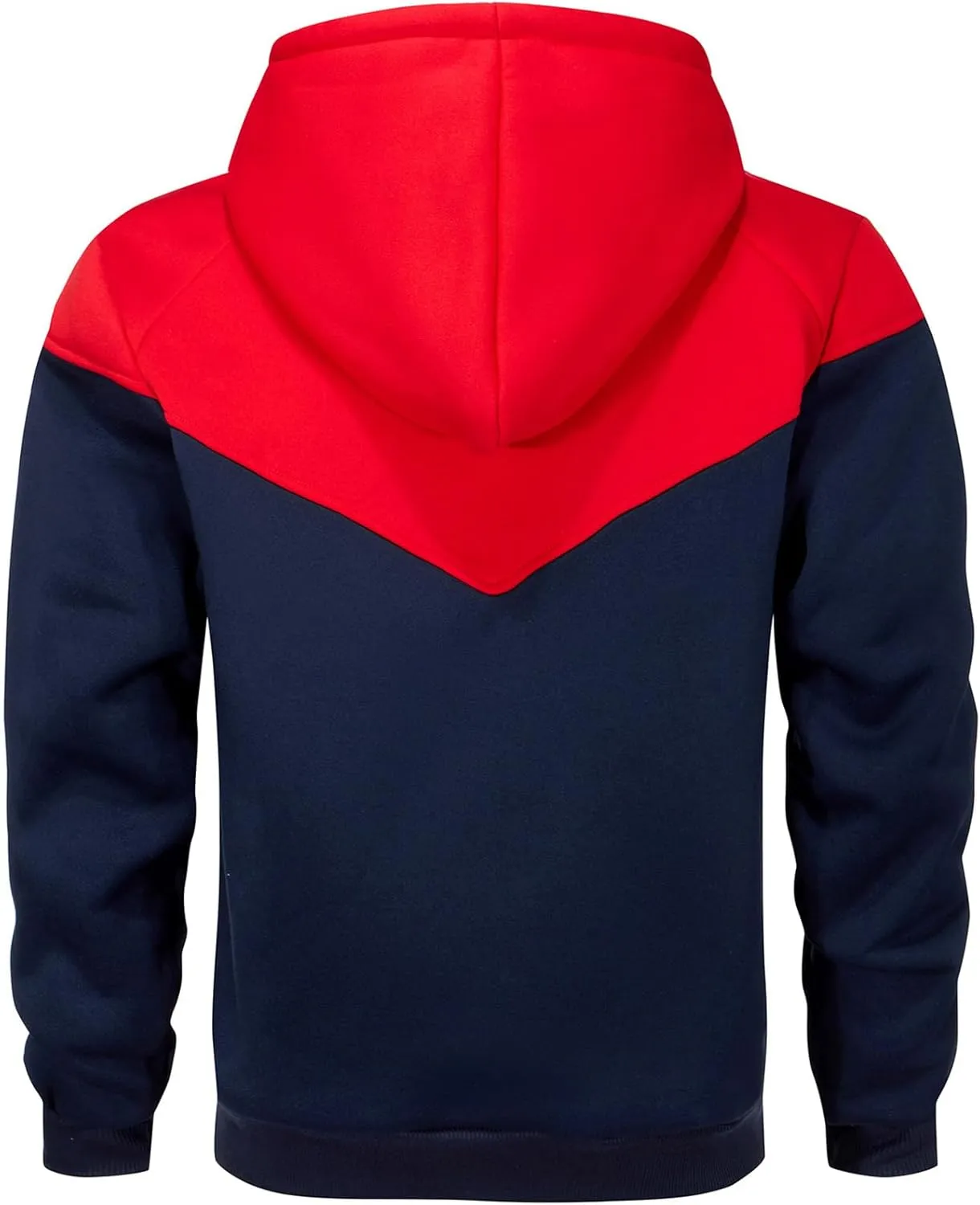 Mens Hoodies Patchwork Pullover Fleece Color Block Long Sleeve Sweatshirts Casual Tops with Pocket