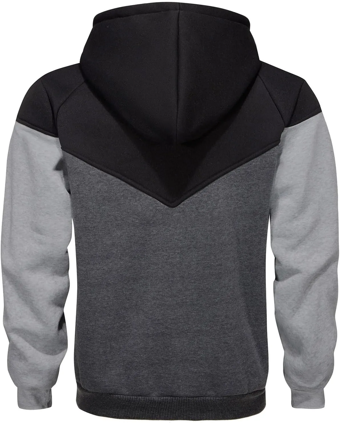 Mens Hoodies Patchwork Pullover Fleece Color Block Long Sleeve Sweatshirts Casual Tops with Pocket