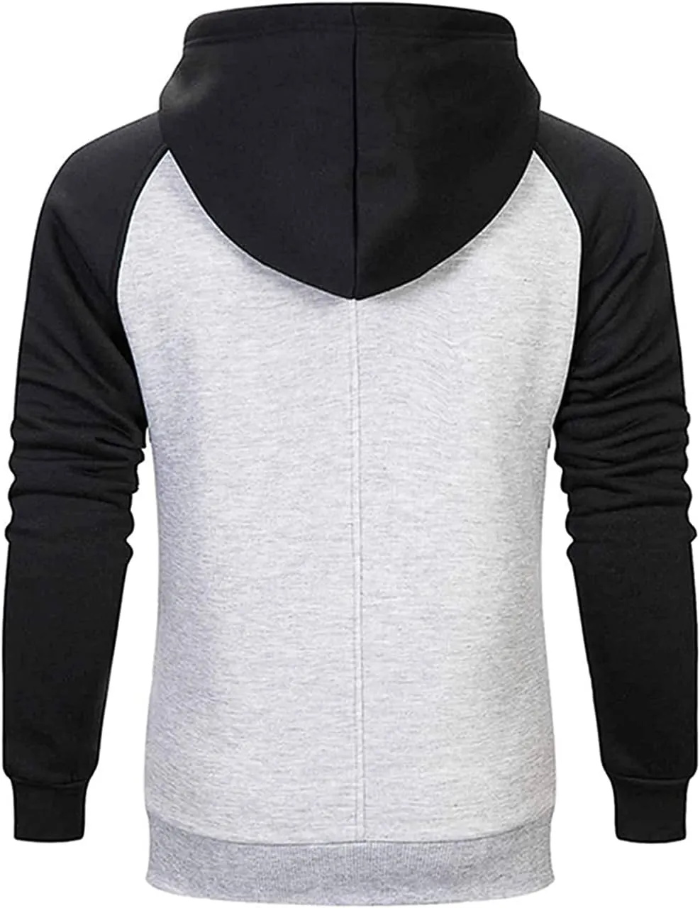 Mens Hoodies Patchwork Pullover Fleece Color Block Long Sleeve Sweatshirts Casual Tops with Pocket