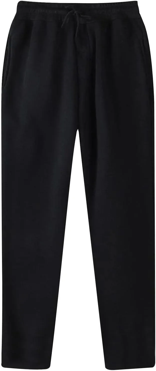 Men's Joggers Pants with Pockets Athletic Workout Running Sweatpants Solid Straight Pants Casual Wide Leg Trousers