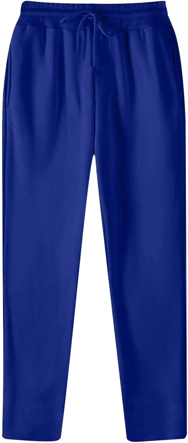 Men's Joggers Pants with Pockets Athletic Workout Running Sweatpants Solid Straight Pants Casual Wide Leg Trousers
