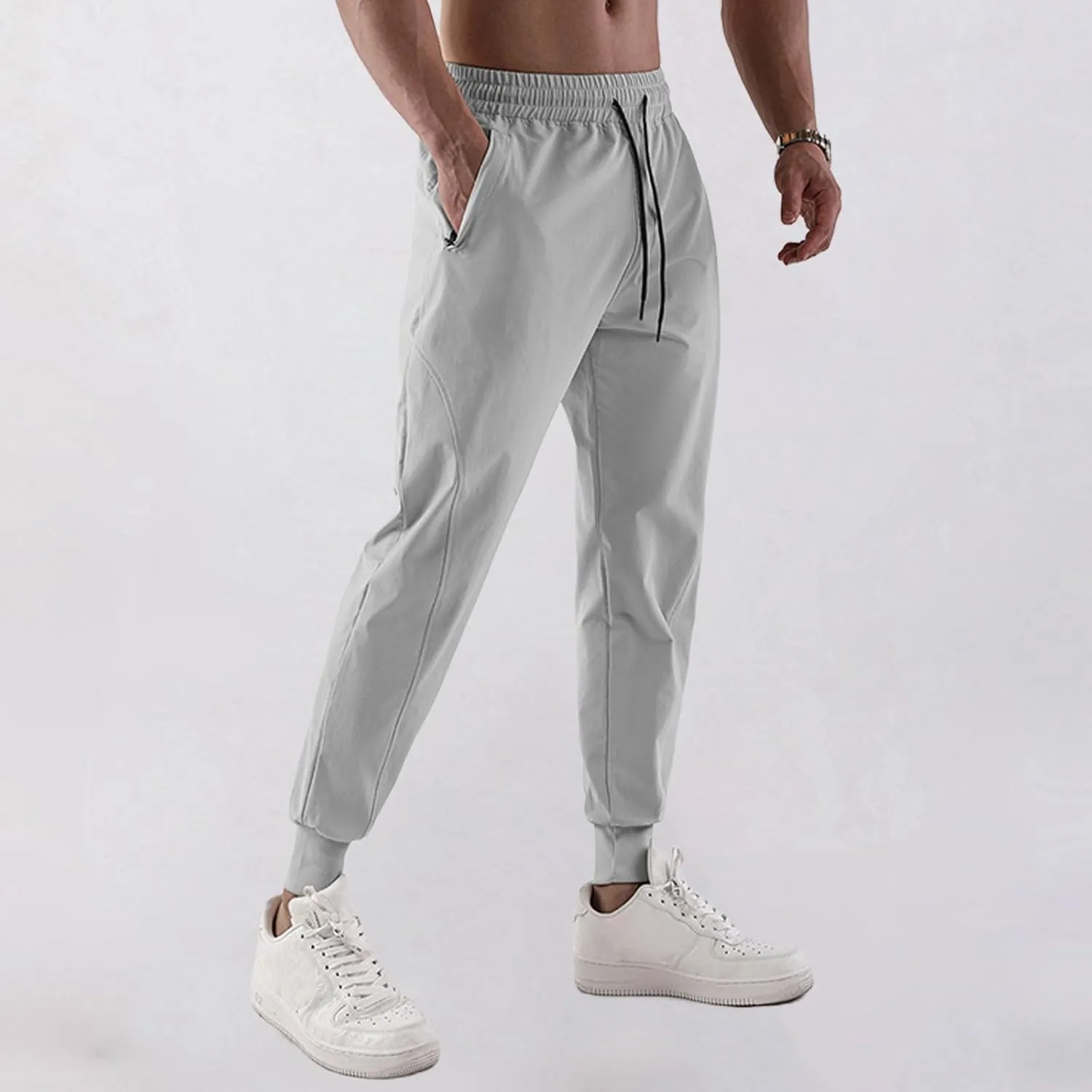 Mens Joggers with Pockets Gym Athletic Pants Workout Tapered Trousers Outdoor Sports Running Sweatpants for Summer