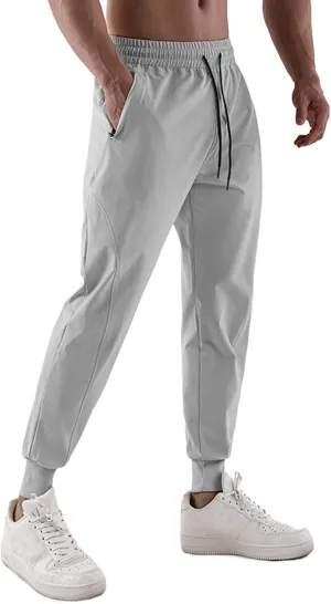 Mens Joggers with Pockets Gym Athletic Pants Workout Tapered Trousers Outdoor Sports Running Sweatpants for Summer