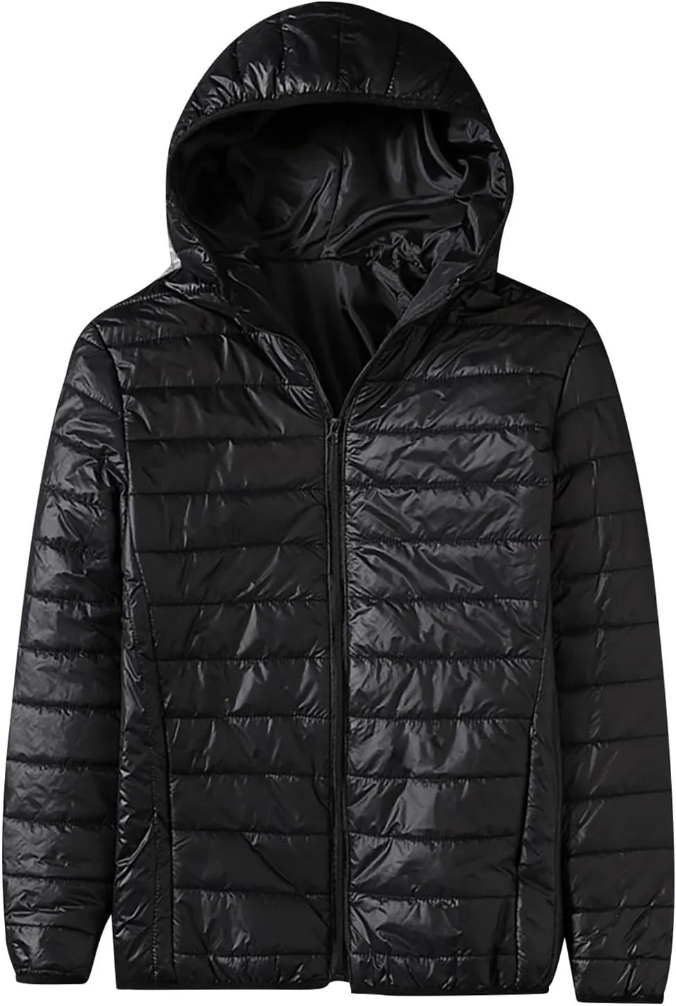 Men's Lightweight Puffer Jacket Hooded Down Jacket Full Zip Winter Coat Mens Packable Puffer Coat Thermal Quilted Jacket