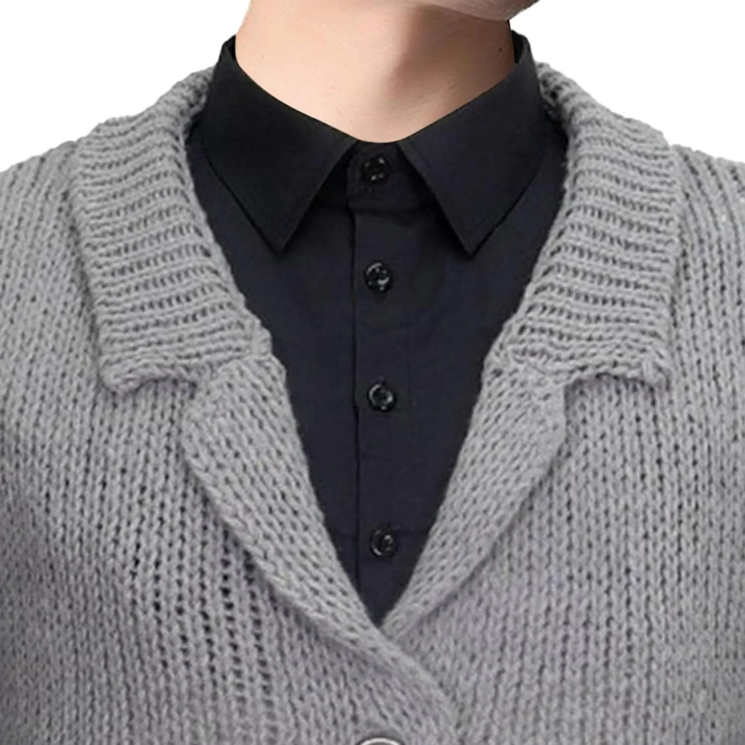 Men's Long Sleeve Open Front Sweater Casual Shawl Collar Cardigan Trendy Button Down Knitwear with Pockets