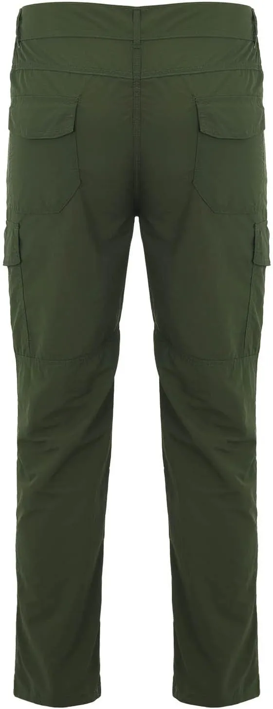 Mens Multi-Pocket Cargo Pants Cotton Simple Solid Color Leisure High Street Elastic Lace Outdoor Hiking Work
