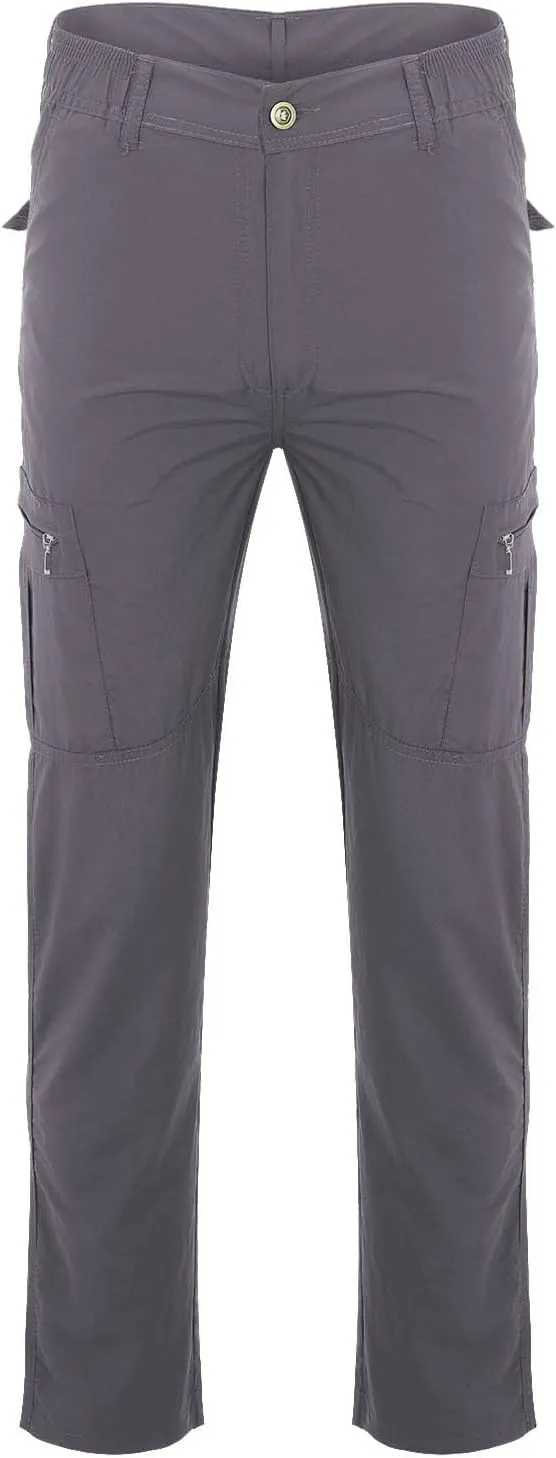 Mens Multi-Pocket Cargo Pants Cotton Simple Solid Color Leisure High Street Elastic Lace Outdoor Hiking Work