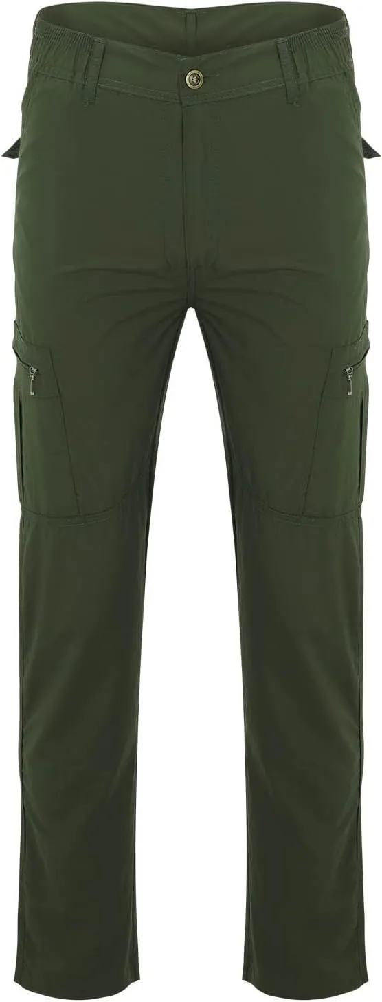 Mens Multi-Pocket Cargo Pants Cotton Simple Solid Color Leisure High Street Elastic Lace Outdoor Hiking Work