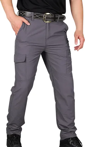 Mens Multi-Pocket Cargo Pants Cotton Simple Solid Color Leisure High Street Elastic Lace Outdoor Hiking Work