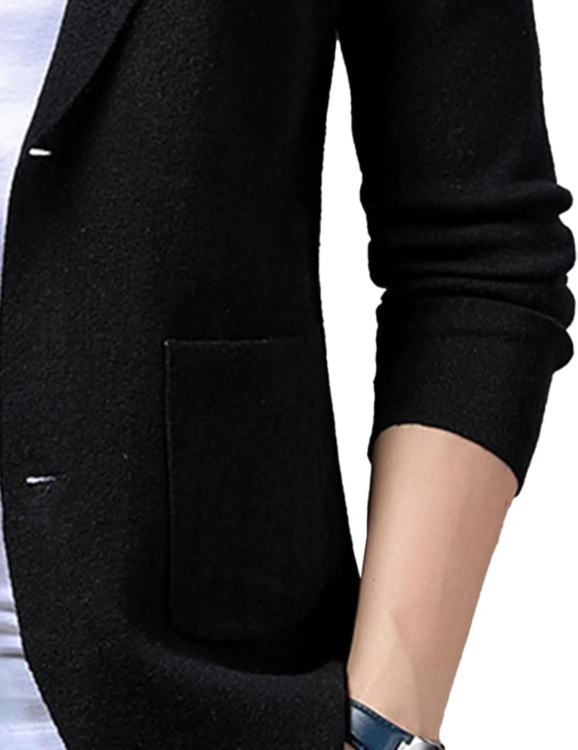 Mens Notched Lapel Cotton Cardigan Casual Knitted Comfor Clothes Coat Button Down Sweater Blazer Pockets