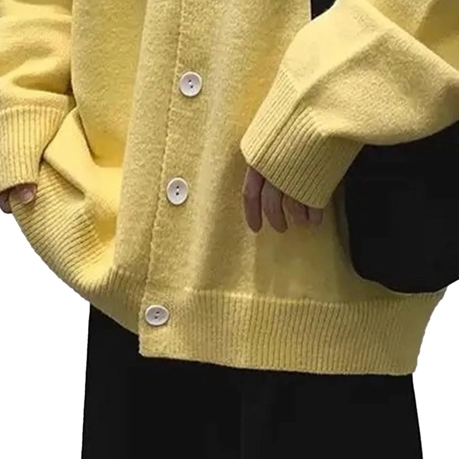 Men's Oversized Casual Button Down Cardigan V Neck Button Up Knit Jacket Vintage Solid Knitwear Cardigan