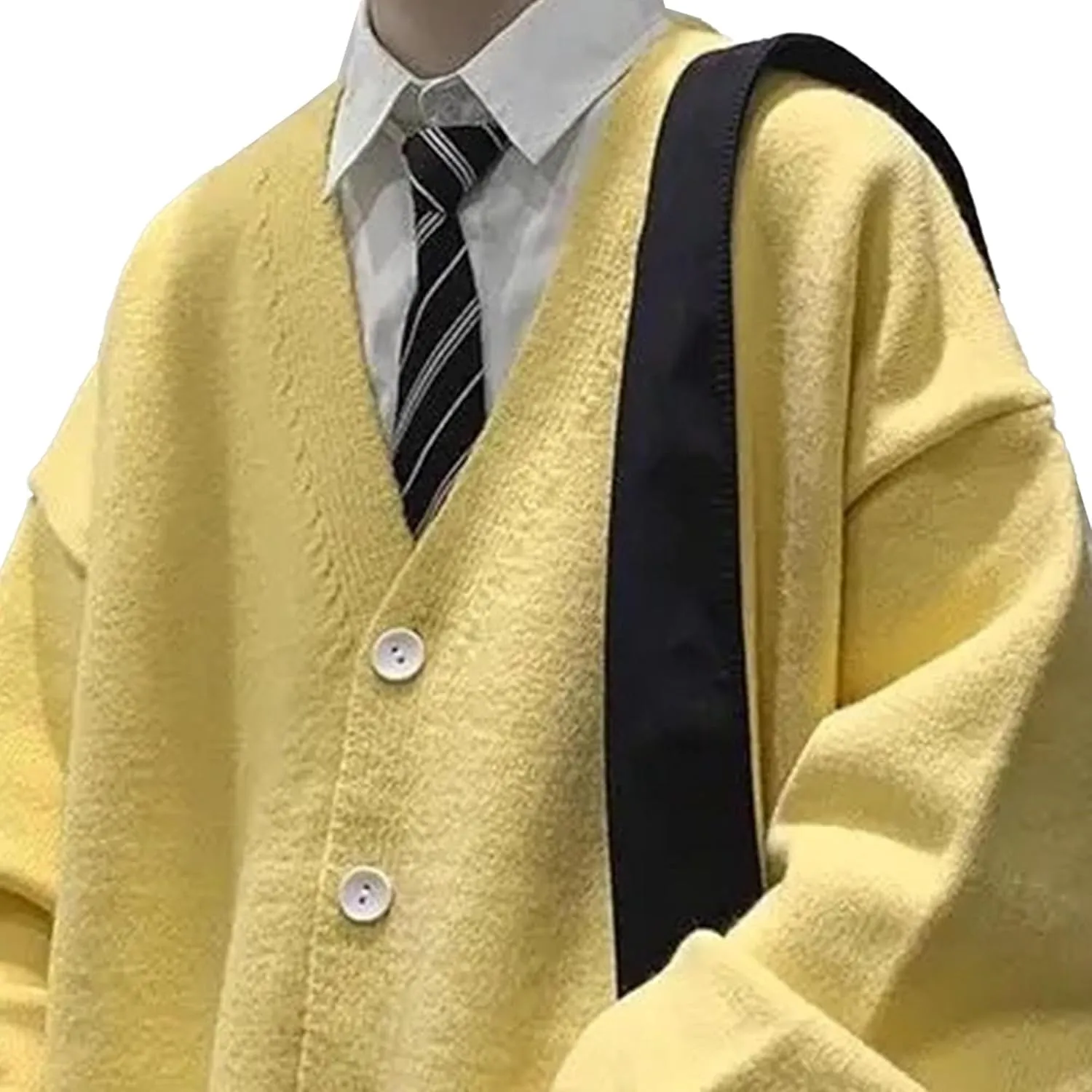 Men's Oversized Casual Button Down Cardigan V Neck Button Up Knit Jacket Vintage Solid Knitwear Cardigan