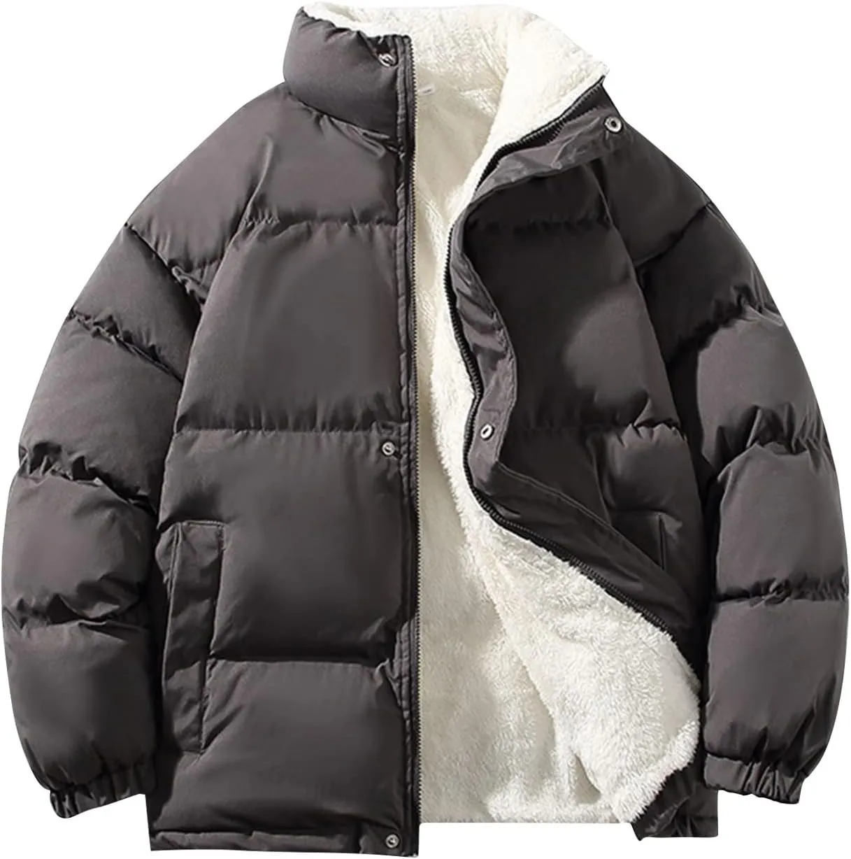 Men's Packable Puffer Jacket Coat Warm Jacket Fleece Lined Thicken Insulated Windproof Down Outwear Jackets, M-5XL