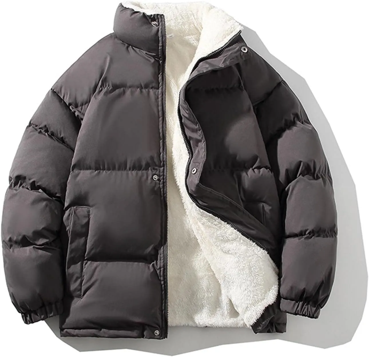 Men's Packable Puffer Jacket Coat Warm Jacket Fleece Lined Thicken Insulated Windproof Down Outwear Jackets, M-5XL