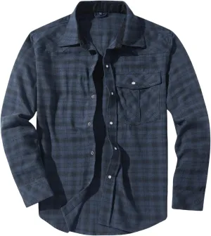Mens Plaid Flannel Jackets Lapel Long Sleeves Cardigan Casual Coats Loose Button Down Tops Trendy Clothes