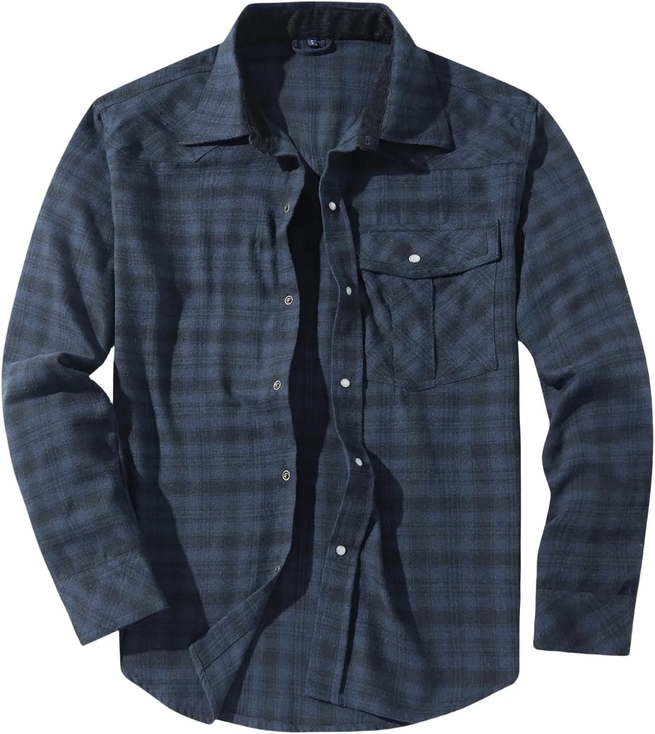 Mens Plaid Flannel Jackets Lapel Long Sleeves Cardigan Casual Coats Loose Button Down Tops Trendy Clothes