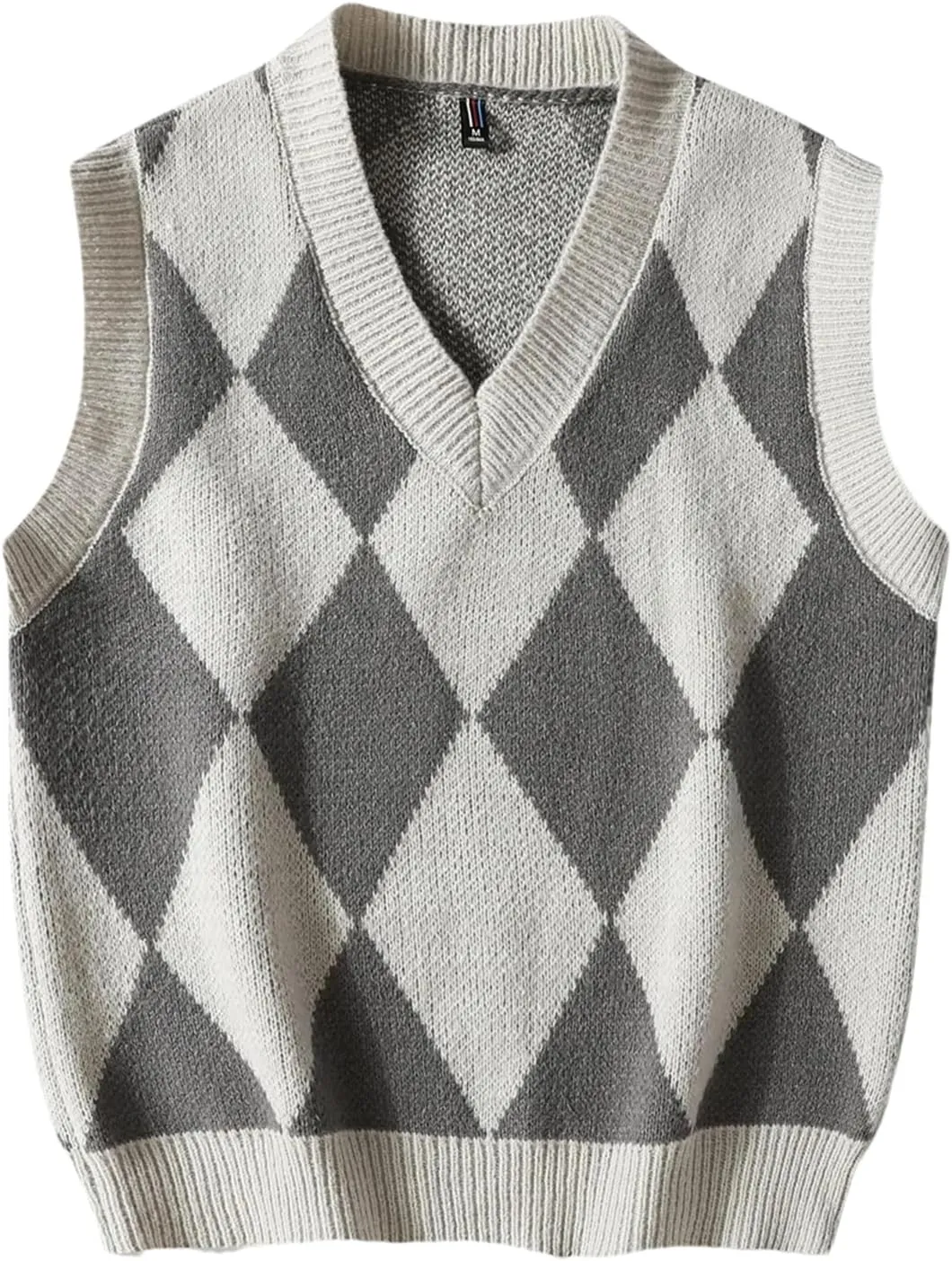 Men's Plaid Sweater Vest V-Neck Sleeveless Sweater Vest Campus Pullovers Classic Fit Tank Tops