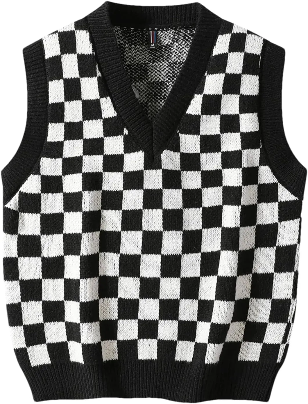 Men's Plaid Sweater Vest V-Neck Sleeveless Sweater Vest Campus Pullovers Classic Fit Tank Tops