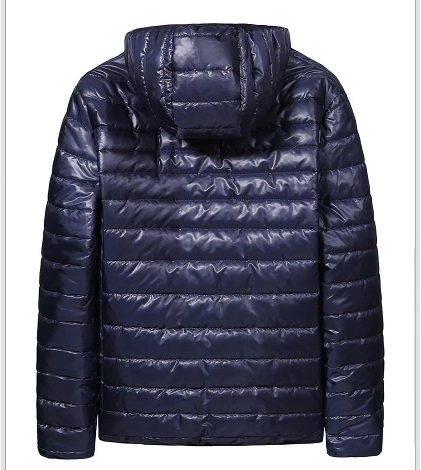 Men's Puffer Jacket Thickened Winter Coat Full Zip Hooded Cardigan Jacket Classic Solid Color Long Sleeve Warm Jacket