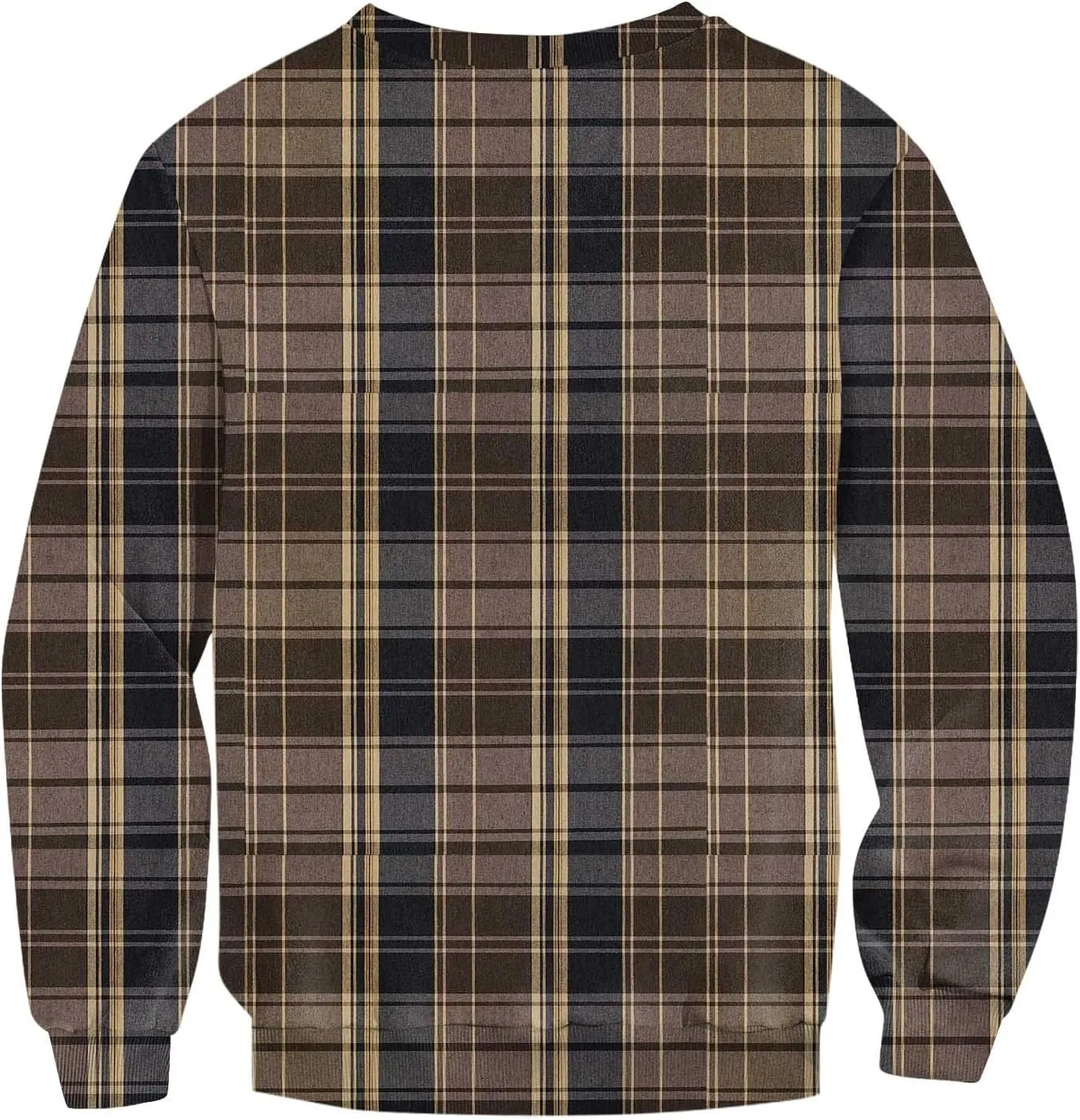 Men's Pullover Sweatshirt Novelty Plaid Print Crewneck Sweaters Plus Size Casual Long Sleeve Fall Winter Tops Outfits