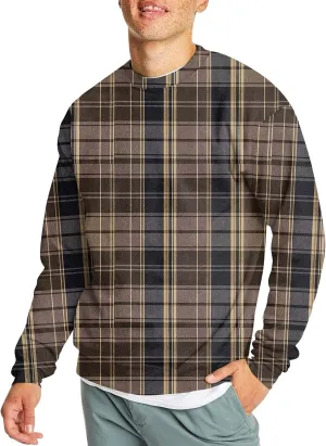 Men's Pullover Sweatshirt Novelty Plaid Print Crewneck Sweaters Plus Size Casual Long Sleeve Fall Winter Tops Outfits