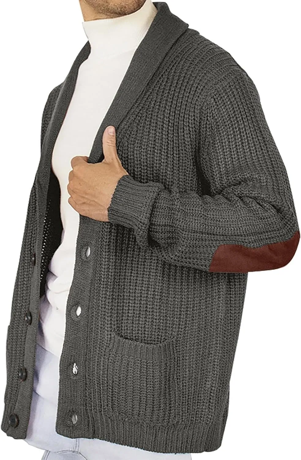 Mens Shawl Collar Cardigan Sweaters Warrm Thicken Rib Knitted Button Down Coats Open Front Knitwear Jackets Outwear