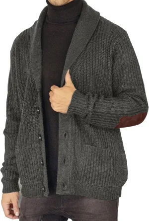 Mens Shawl Collar Cardigan Sweaters Warrm Thicken Rib Knitted Button Down Coats Open Front Knitwear Jackets Outwear