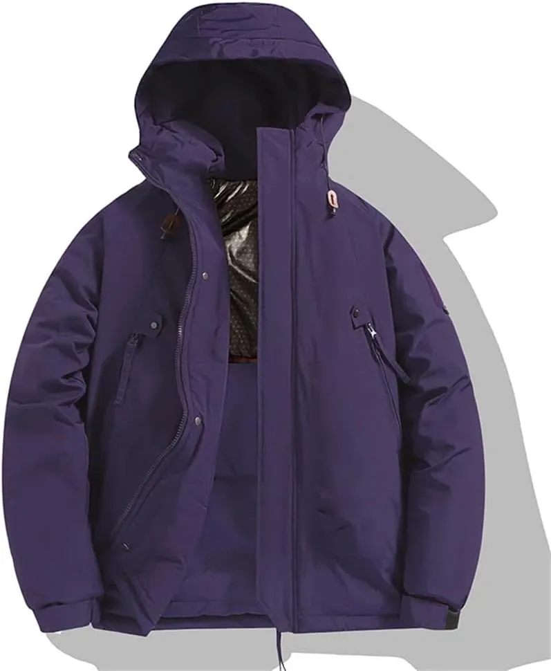 Men's Snow Camping Coat Outdoor Winter Thick Warm Jacket Casual Hooded Parka Outwear