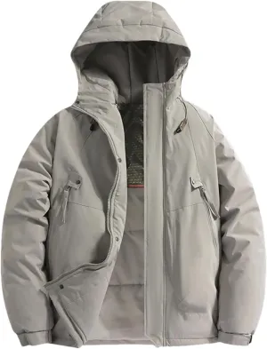 Men's Snow Camping Coat Outdoor Winter Thick Warm Jacket Casual Hooded Parka Outwear