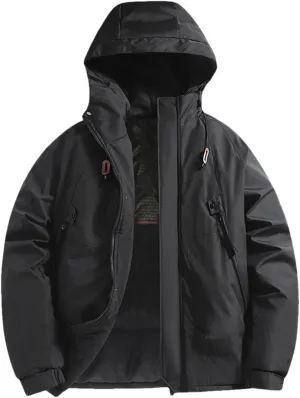 Men's Snow Camping Coat Outdoor Winter Thick Warm Jacket Casual Hooded Parka Outwear