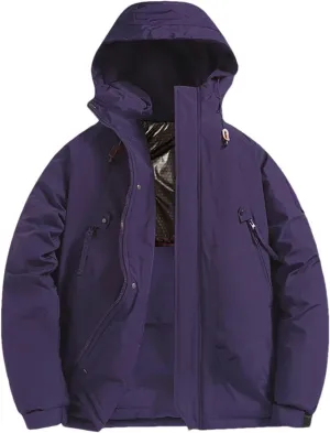 Men's Snow Camping Coat Outdoor Winter Thick Warm Jacket Casual Hooded Parka Outwear