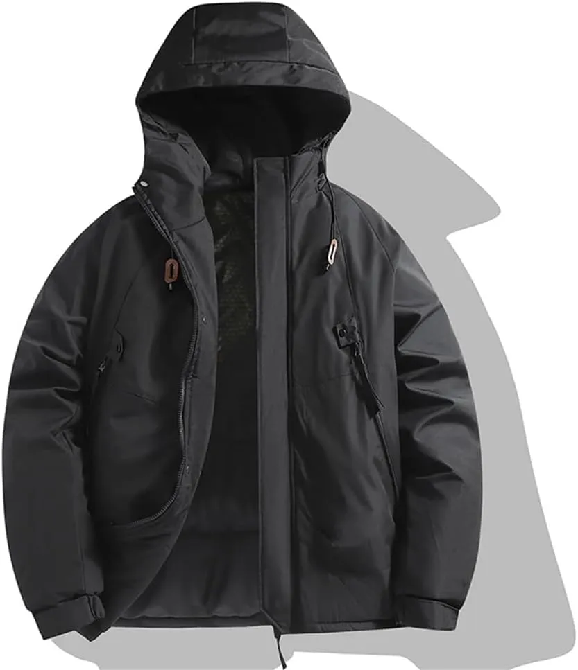 Men's Snow Camping Coat Outdoor Winter Thick Warm Jacket Casual Hooded Parka Outwear