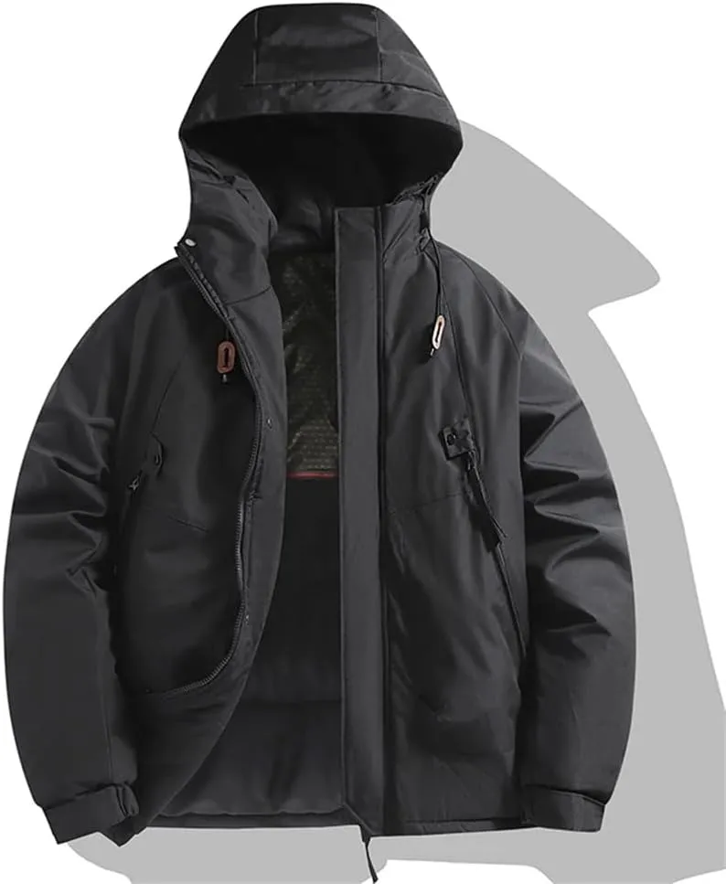 Men's Snow Camping Coat Outdoor Winter Thick Warm Jacket Casual Hooded Parka Outwear