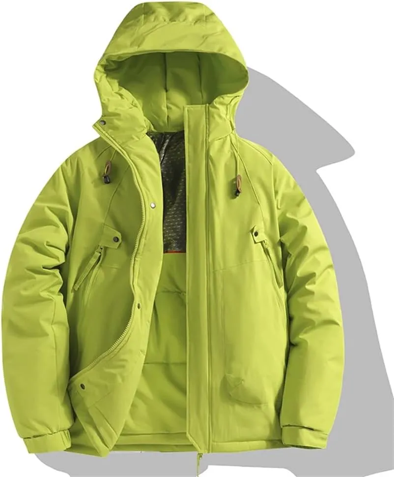 Men's Snow Camping Coat Outdoor Winter Thick Warm Jacket Casual Hooded Parka Outwear