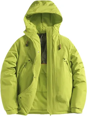 Men's Snow Camping Coat Outdoor Winter Thick Warm Jacket Casual Hooded Parka Outwear
