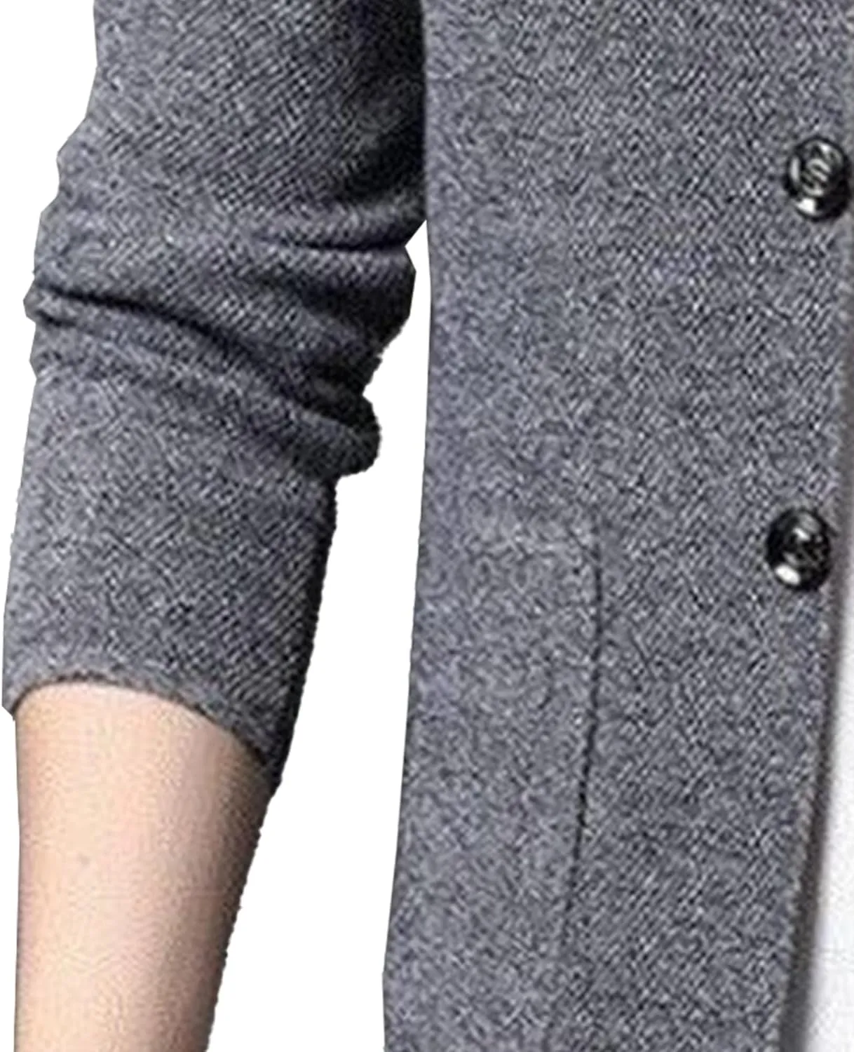 Men's Soft Knit Blazer Open Front Coat Lightweight Mandarin Collar Sweaters Button Down Blazers with Pockets