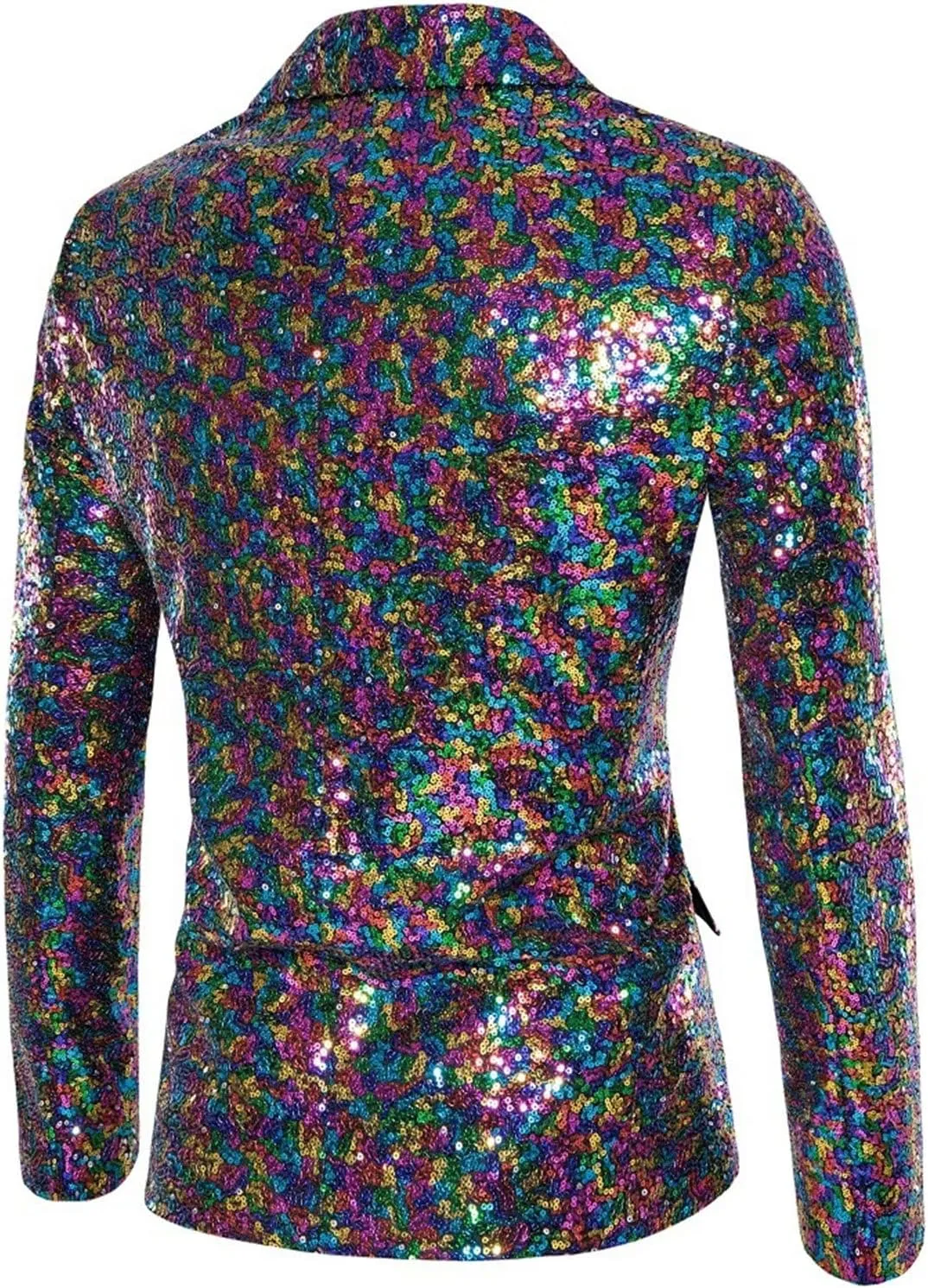 Mens Stylish Sequin Blazer Slim Fit One Button Sparkle Disco Prom Suit Jackets Lapel Party Dinner Tuxedo Sport Coat