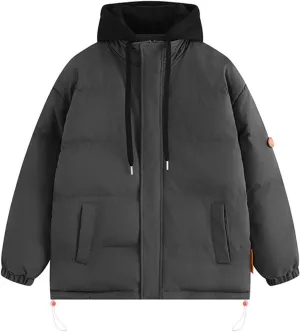 Mens Thicken Puffer Jacket Plus Size Insulated Waterproof Down Coat Zip Up Hooded Outwear Warm Winter Quilted Jackets