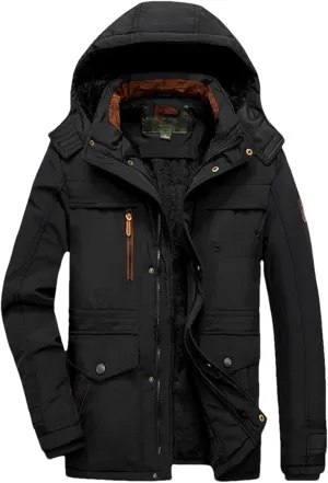 Men's Thicken Winter Coats Outdoor Warm Hooded Jacket Tactical Fleece Thermal Windbreaker