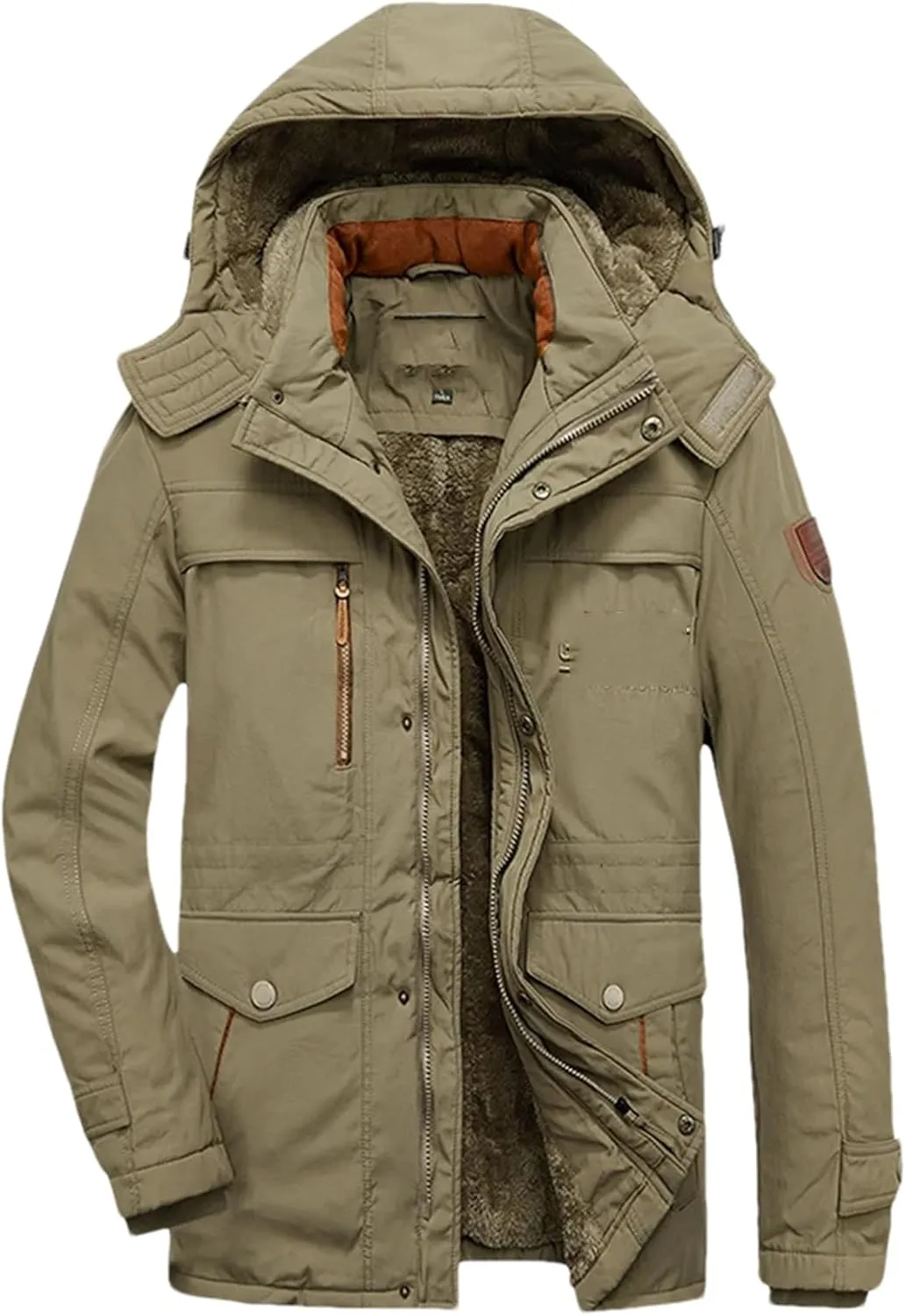 Men's Thicken Winter Coats Outdoor Warm Hooded Jacket Tactical Fleece Thermal Windbreaker
