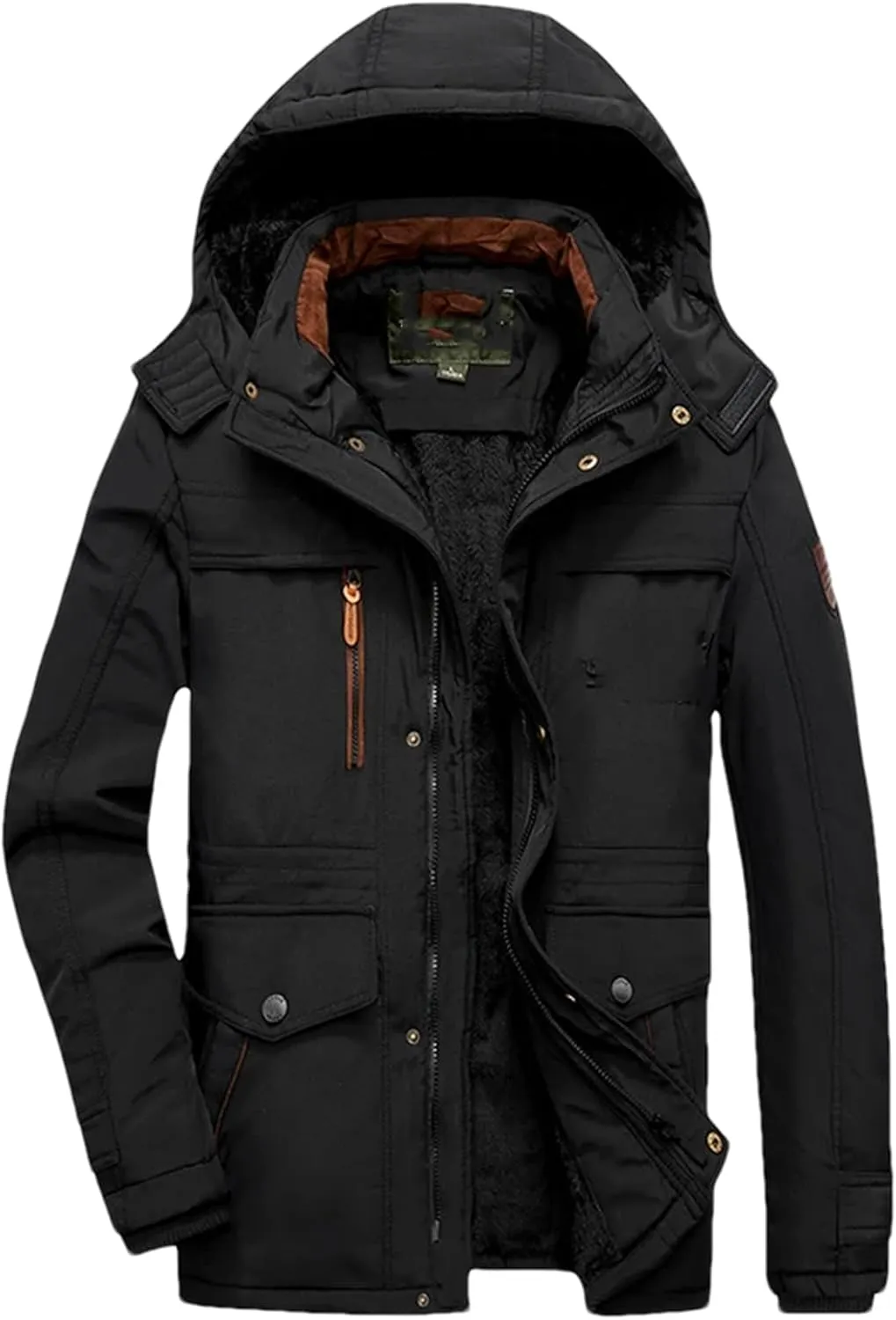 Men's Thicken Winter Coats Outdoor Warm Hooded Jacket Tactical Fleece Thermal Windbreaker
