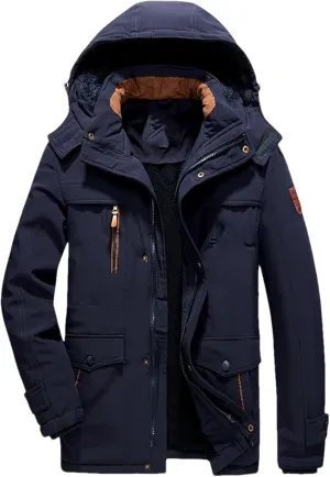 Men's Thicken Winter Coats Outdoor Warm Hooded Jacket Tactical Fleece Thermal Windbreaker