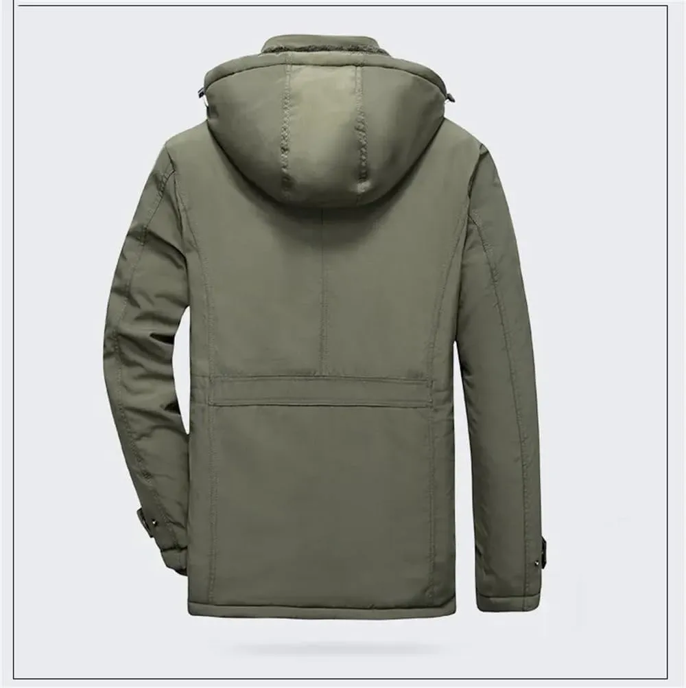Men's Thicken Winter Coats Outdoor Warm Hooded Jacket Tactical Fleece Thermal Windbreaker